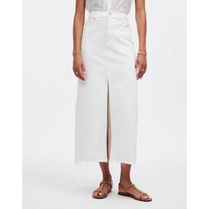 NEW Madewell Women’s Size 16‎ (33) Tile White The Rilee Denim Midi Skirt NWT